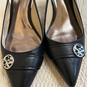 Pristine COACH logo strappy heels